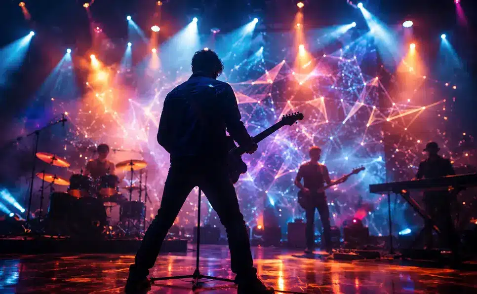 Add A Background Imagery Of A Music Performance On AI